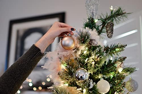 Коледна Топка с орнаменти 24шт 2,36 инча (6 виж Украса за Коледната елха. Класическа Коледна украса. (Злато)