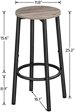 Комплект от 2 Продуктова столове HOOBRO, Кухненски Кръгли Бар столове с подложки за краката, Промишлени Столове