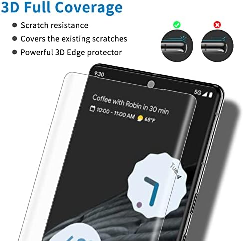 [3 + 2] Комплект защитно фолио за екрана Google Pixel 7 Pro, защитно фолио, изработени от закалено стъкло и обектива на камерата, 3D-филм от изогнутого стъкло, защита на стъкло 9H