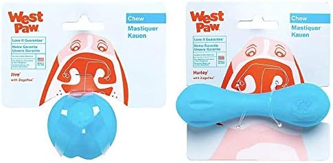 Дъвченето играчка за кучета WEST PAW Zogoflex Jive Ball (2 инча, Aqua) и Дъвчене играчка за кучета Zogoflex Hurley
