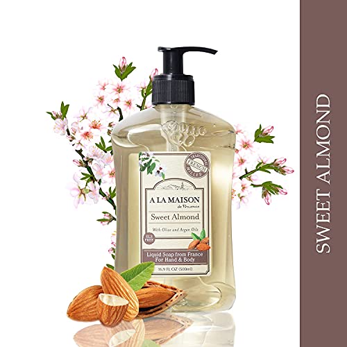 Течен сапун за ръце A LA MAISON Sweet Almond Liquid - Естествен Овлажняващ сапун е Тройно Френски мелене (1 опаковка, бутилка