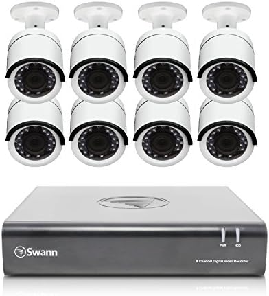 Система от камери за видеонаблюдение Swann Full HD (1920 x 1080), 8-канален видеорекордер с капацитет 2 TB, с Алуминиеви 8 с