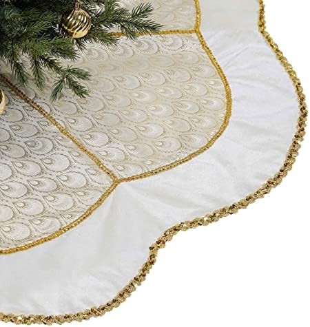 Комплект коледна украса Severin Madelyn от бяло злато (2 броя) 48-инчов Пола за Коледно + 21-Инчов коледни чорапи