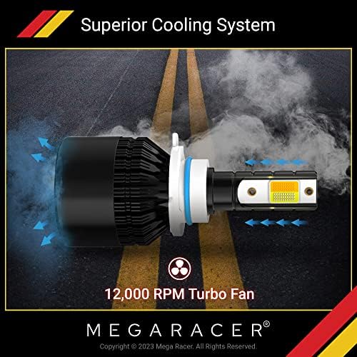 Led лампа за фаровете Mega Racer 9005/HB3/9145/H10, 3 Сменяеми цветове на Сменяеми лампи (6000 До бриллиантово-бяло,