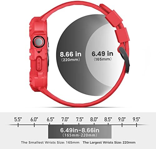 Каишка AIYOCK, който е съвместим за Apple Watch 44 мм 45 мм, корпус-броня, здрава каишка за iWatch SE Series 8 7 6 5 4 3 2 1 (червено, 44/45 мм)