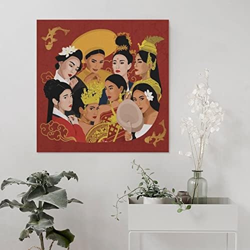 Плакат с Изображение, в ретро стил, Азиатски Честване на традиционни Прекрасни Жени, Домашна Живопис, Арт