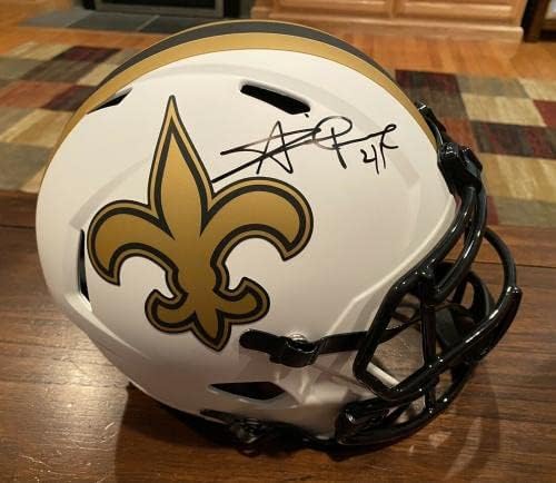 Каска Свидетел на Лунната Затъмнение New Orleans Saints с автограф Элвина Камары JSA #2 - Каски NFL с автограф