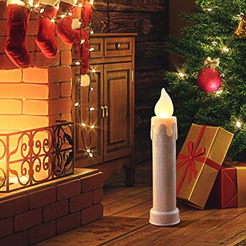Свещ Mr. Коледа Blow Мухъл 24 - Коледен Декор с пайети, инч, Сребрист