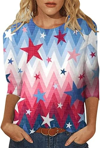 XIAXOGOOL Извънгабаритни Дамски Летни Блузи, Плюс Размерът на Звездите Ленти Графични Тениски С Къс ръкав, 4