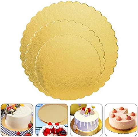 Angoily Декоративен Сервировочный тава 3 бр. Златни дъски за Торта Кръг Кръг за Торта Картонена Основа за Украса