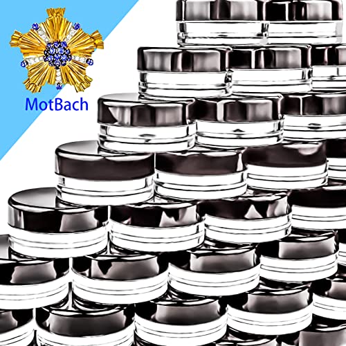 MotBach 100 БР, 3 г Празни Пластмасови контейнера с Черни Капаци, Малки Контейнери за проби козметика, Малки Съдове-Саксии