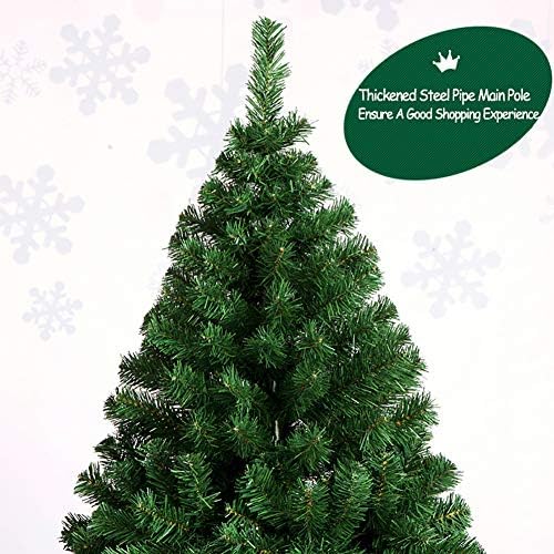 Изкуствена Коледна елха DULPLAY Premium от Смърч на панти, 400 Накрайници, 5 метра, Цели Метална Поставка, Екологично Чист, Сгъваема за почивка-Зелен, 5 фута (150 см)