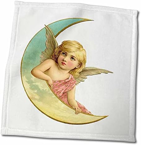 3dRose Florene Ангелите и Херувимите - Изображение на Викторианската на Ангел На една Четвърт на Луната - Кърпи (twl-238634-1)