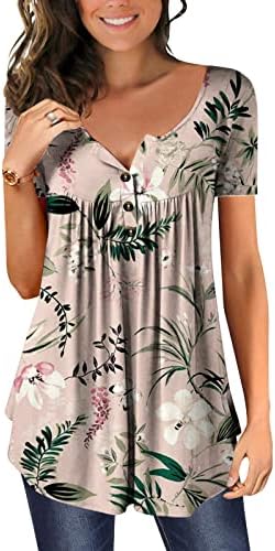 Дамска Лятна Есенна Блуза Свободно Намаляване на 2023, Модни Памучен Тениска с V-образно деколте и Къс Ръкав Graphic