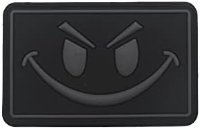ewkft Гумени ленти Evil, усмихнато лице, PVC-нашивка, квадратни ленти с усмивка за облекло, аксесоари за раници (сиво и черно)