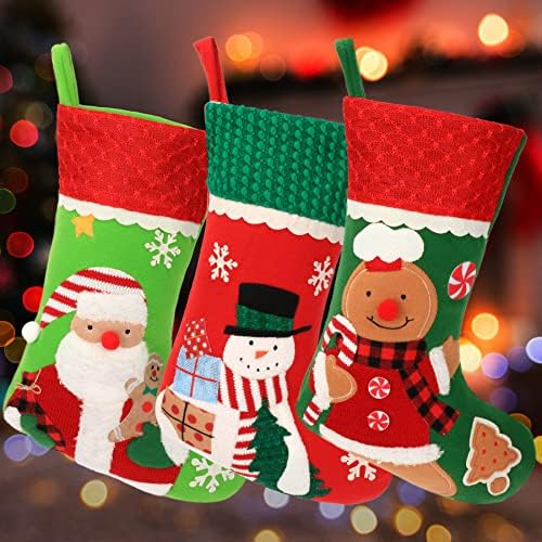 Сладък 15 Инча(А)А) Коледни Чорапи, 3 опаковки, Дядо коледа, Снежен човек, Човечето Човече, 3D Коледни Чорапи за Семейна Празничния