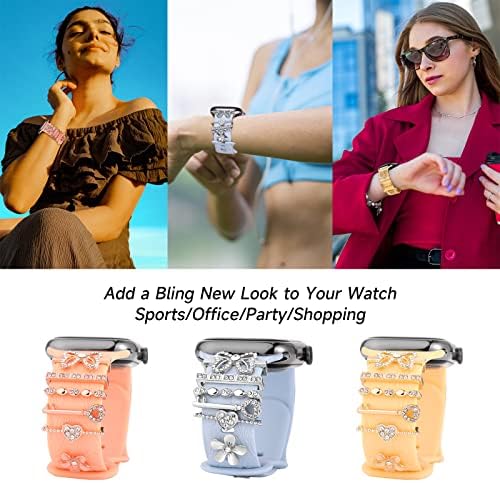 Каишки за часовници, Декоративни Пръстеновидни примки, Съвместими със силиконови джапанки Apple Watch 38 мм 40 мм 41 мм 42 мм