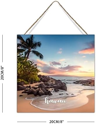 Подарък за Любителите на Пътешествия Дървена Табела Американски Плаж на Хаваите Стенен Декор Знак Акварел САЩ Щата
