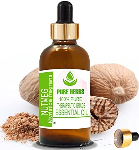 Етерично масло Pure Herbs Индийско орехче (Myristica Fragrans) е Чисто и Натурално Терапевтични с Капкомер 30 мл