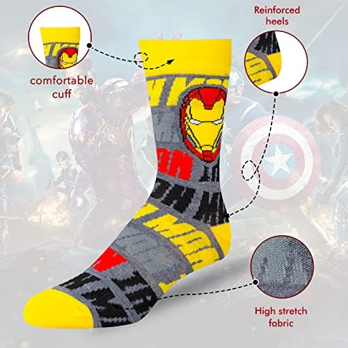 Чорапи Marvel Легенди за момчета и Мъже, 6 Опаковки Чорапи за Мъже и Момчета, Мъжки Спортни Чорапи, Спортни Чорапи
