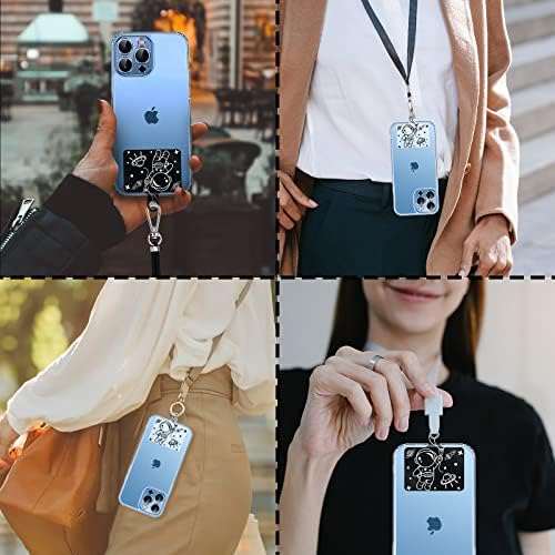 6 Опаковки универсална ленти за телефон астронавти и дантела за телефон, 2 × Каишка за мобилен телефон през рамо, 2 ×