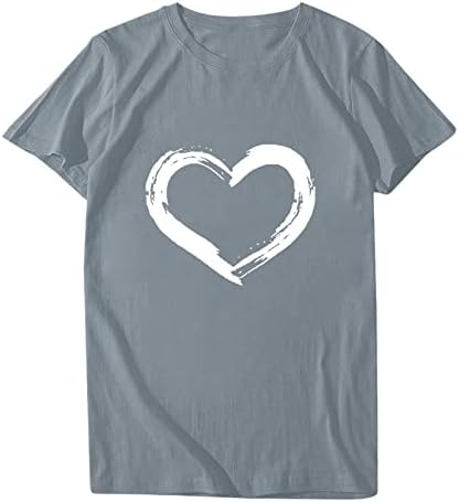 Дамски Дрехи с Къс Ръкав 2023, Памук Кръгла Силует, Графична Ежедневни Тениска с изображение на Сърце, Есенно-Лятна Риза за Дами