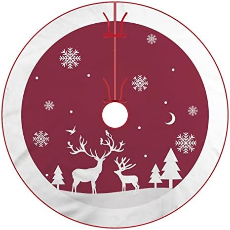 Пола за Коледно 48 Инча, Червено-Бели Реколта Поли за Коледната Елха, Мат Декорация за Весела Коледа, Коледен