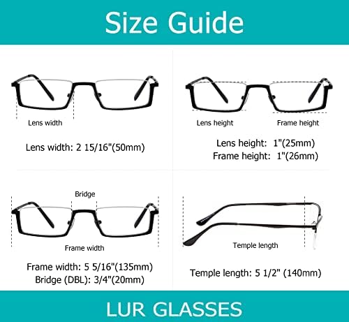 LUR 3 опаковки на метални очила за четене в полукръгла рамка + 4 опаковки класически очила за четене (само 7 двойки ридеров + 3,00)