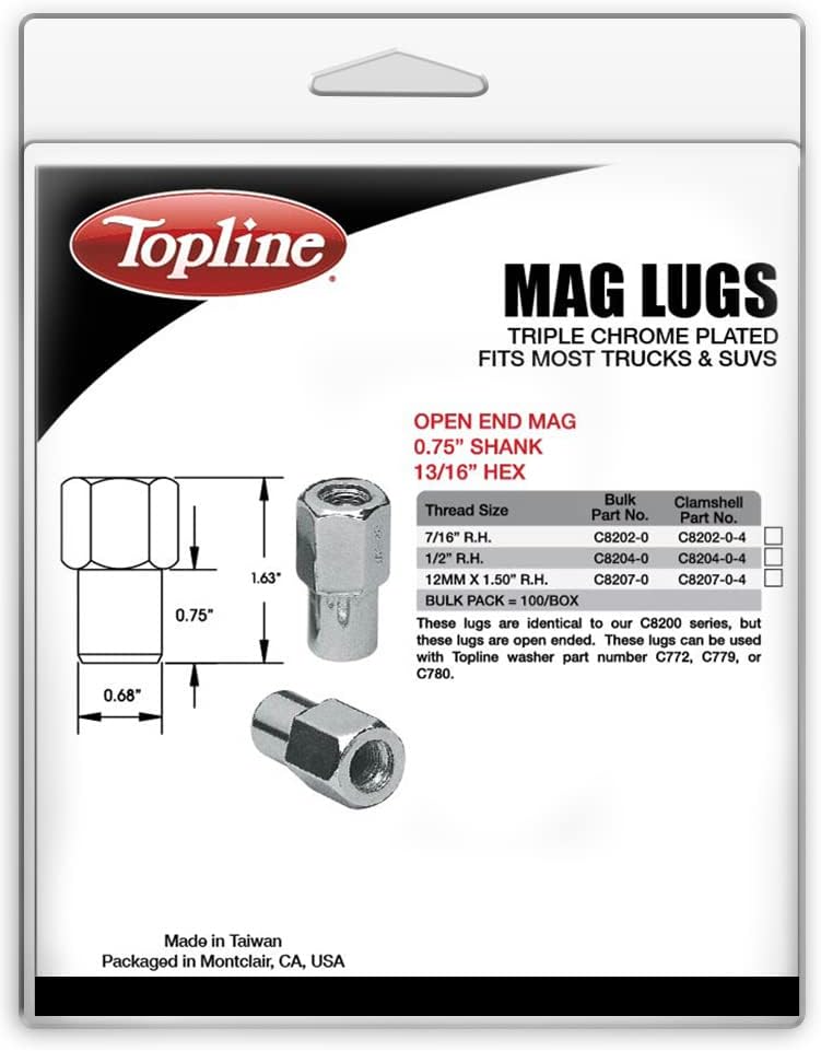 Topline Products C8207-0-4P | Висококачествени Хромирани Накрайници с отворен край, Mag с опашка 0,75 | Размер на резби
