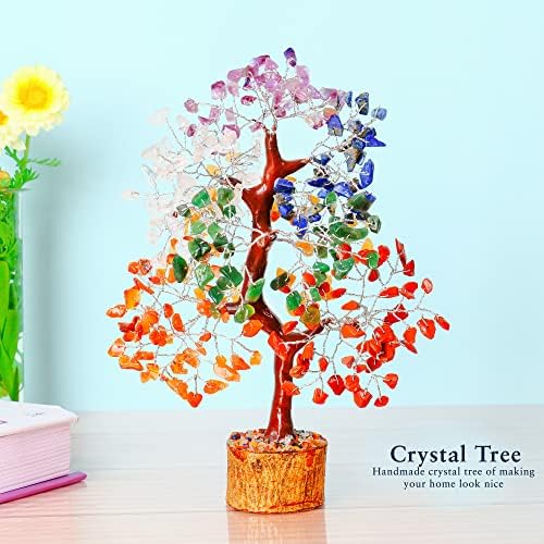 Дърво на седемте Чакри - Кристалното дърво за положителната енергия - Кристали - Декор на Дървото на Живота от Чакри - Дърво Фън шуй - Кристали и камъни - Духовни неща -