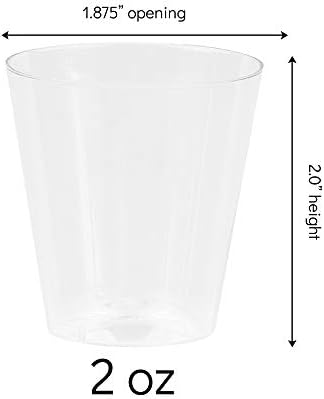 Чашки PLASTICPRO 2 грама, Кристално Чисти Еднократна Твърди пластмасови чашки - Чашки, отлични за уиски, Желе, шотов, дегустации,