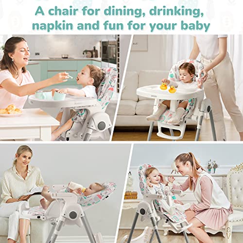 Сгъваем Столче за хранене Onasti за Бебета и деца, Детски Столче за Хранене 7 Височина, Регулиране на наклона в 5 позиции,