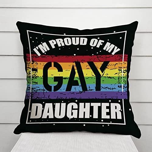 Дъгова Гордост Гей Лесбийки един и същи пол ЛГБТК Калъфка за възглавница Аз съм Горд с Дъщеря Си-гей Калъфка За Възглавница