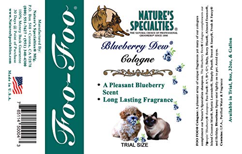 Nature's Specialties Кьолн Foo Foo Dog за домашни любимци, Готови за прилагане на Парфюм, Направено в САЩ, Blueberry