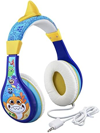 Детски слушалки eKids Baby Shark, Жични слушалки за училище, у дома или при пътуване, Слушалки за деца без объркване