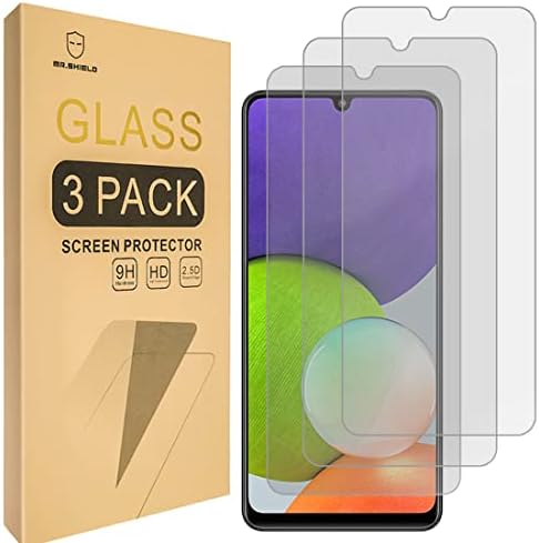 Mr.Shield [Комплект от 3 теми] Защитно фолио за Samsung Galaxy A22 4G [не е подходящ за версия 5G] [Закалено стъкло] [Защита от шпионски] Защитно фолио за екрана с доживотна заместите?