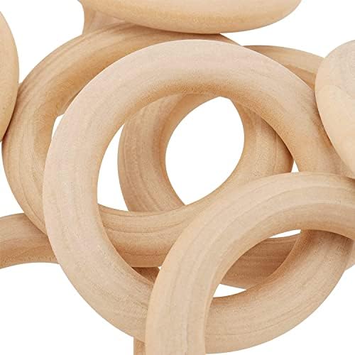 RHBLME 100ШТ Непълни Пръстени от естествен дървен материал за Ръкоделието, 55 мм, Гладка Непълни Дървени Пръстени Ресни,