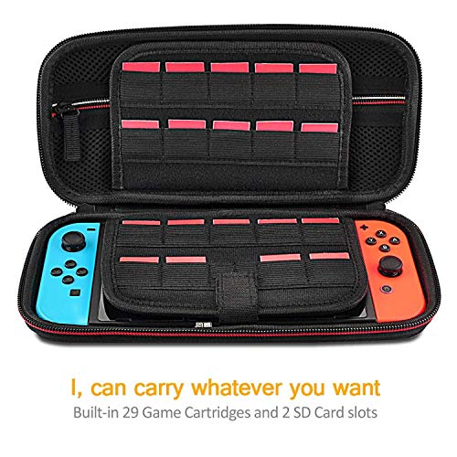 Калъф-ключ за Nintendo Switch - Подходящ за стенен зарядно устройство ac - с 29 игри и 2 SD карти, твърд калъф
