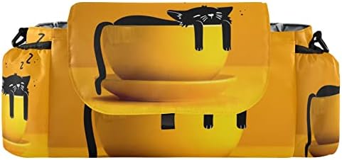 Жълта чаша сладък котка органайзер за детска количка поставка за чаши, универсална инвалидна количка организатор чанта, подвижна