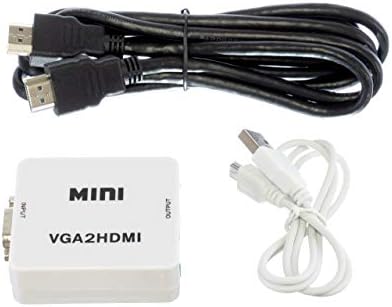 Адаптер конвертор CIMPLE CO VGA към HDMI - Конвертируйте VGA към HDMI с помощта на адаптер за аудио-видео конвертор с HDMI кабел за HDTV / КОМПЮТЪР / лаптоп - (Бял)