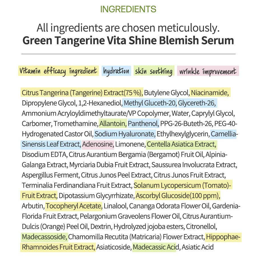 [БЕРГАМО] Зелен Мандарин Vita Shine Serum от тъмни петна 50 мл + 10 мл/ Хидратиращ крем за грижа за бръчки/ Корейска
