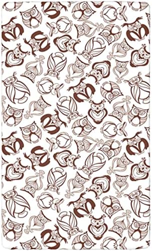 Мини-Чаршафи за легла с тематични Любовник Сови, Портативни мини-чаршафи за легла с Меки и дишащи Кърпи - Отлични за стая на момче или момиче, или на детето, 24 x 38, бяло