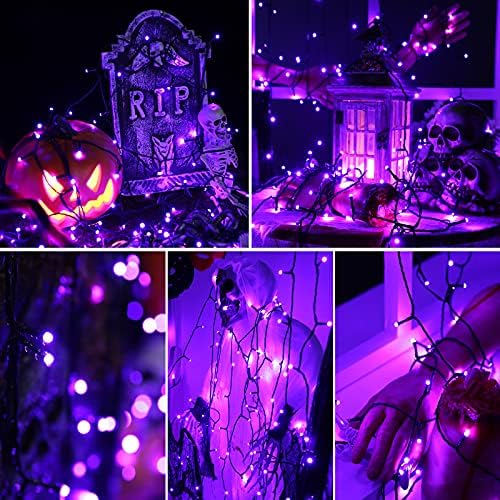 Toodour Лилави Светлини за Хелоуин, 131ft 350 Led гирлянди за Хелоуин с 8 Режима и таймер, Свързване на Открито фенери на Хелоуин