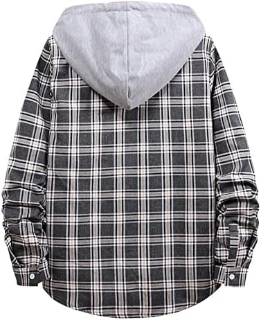 Ризи за вина мъже, есенно-зимна ежедневни риза в клетка с принтом, блуза с дълъг ръкав и качулка, риза за йога, риза