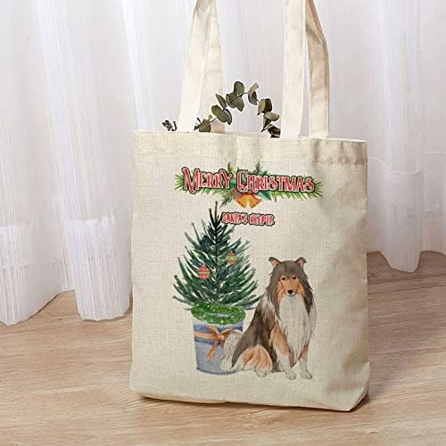 Весела Коледа, куче-помощник на дядо коледа, растения в саксии, бор със Звънци, подаръчни кутии, чанта-тоут За Жени, забавно эстетичная чанта-тоут, за Многократна упо