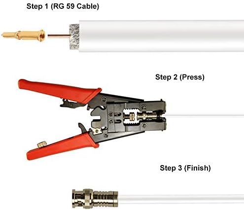 Saisn BNC Штекерные Компресия Конектори RG59 Коаксиален Адаптер кабел (комплект от 10 броя)