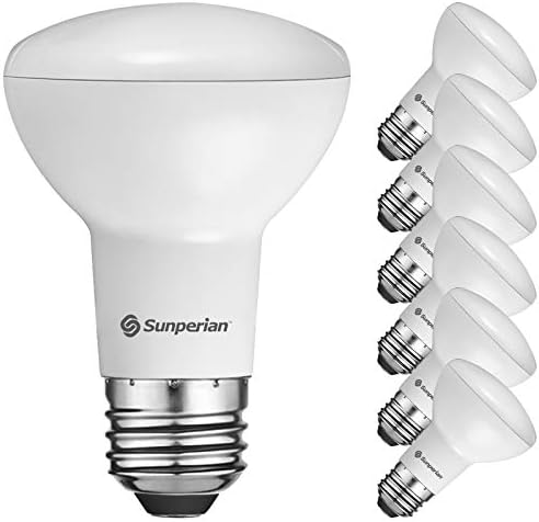Led лампа SUNPERIAN 6 Pack BR20, 6 W = 50 W, Дневна светлина 5000 До 550 Лумена, Лампа за прожектор с регулируема яркост, Вградени кутии, За затворените закрепване, за да се хидратират е