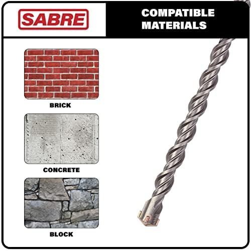 Sabre Tools 1-1/4 инча x 18 инча СДС Plus Перфоратор с твердосплавным върха на тухли, камък и бетон (1-1/4