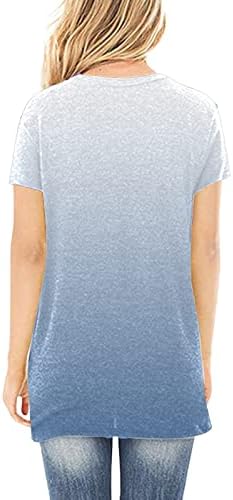 Жените Риза Лято Есен 2023, Модни Дрехи с Къс Ръкав и V-образно Деколте, Памучен Графична Блуза Свободно Намаляване