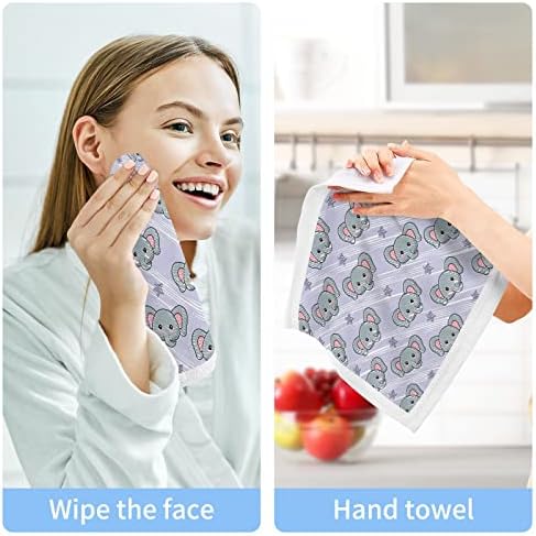 Комплект кърпички за миене на съдове ALAZA Grey Elephant Purple Star - Опаковка от 6 Памучни Кърпички за лице, е добре Абсорбиращи